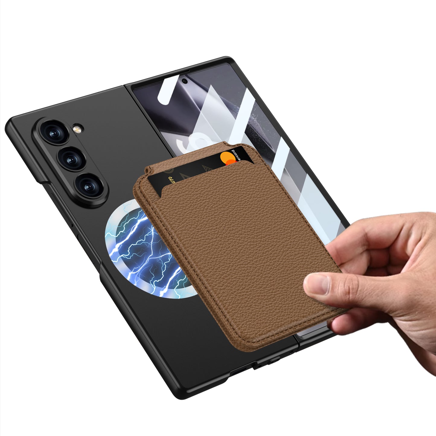 Magnetic Leather Card Holder Shockproof Phone Case With Screen Glass Protector For Galaxy Z Fold 6/5/4