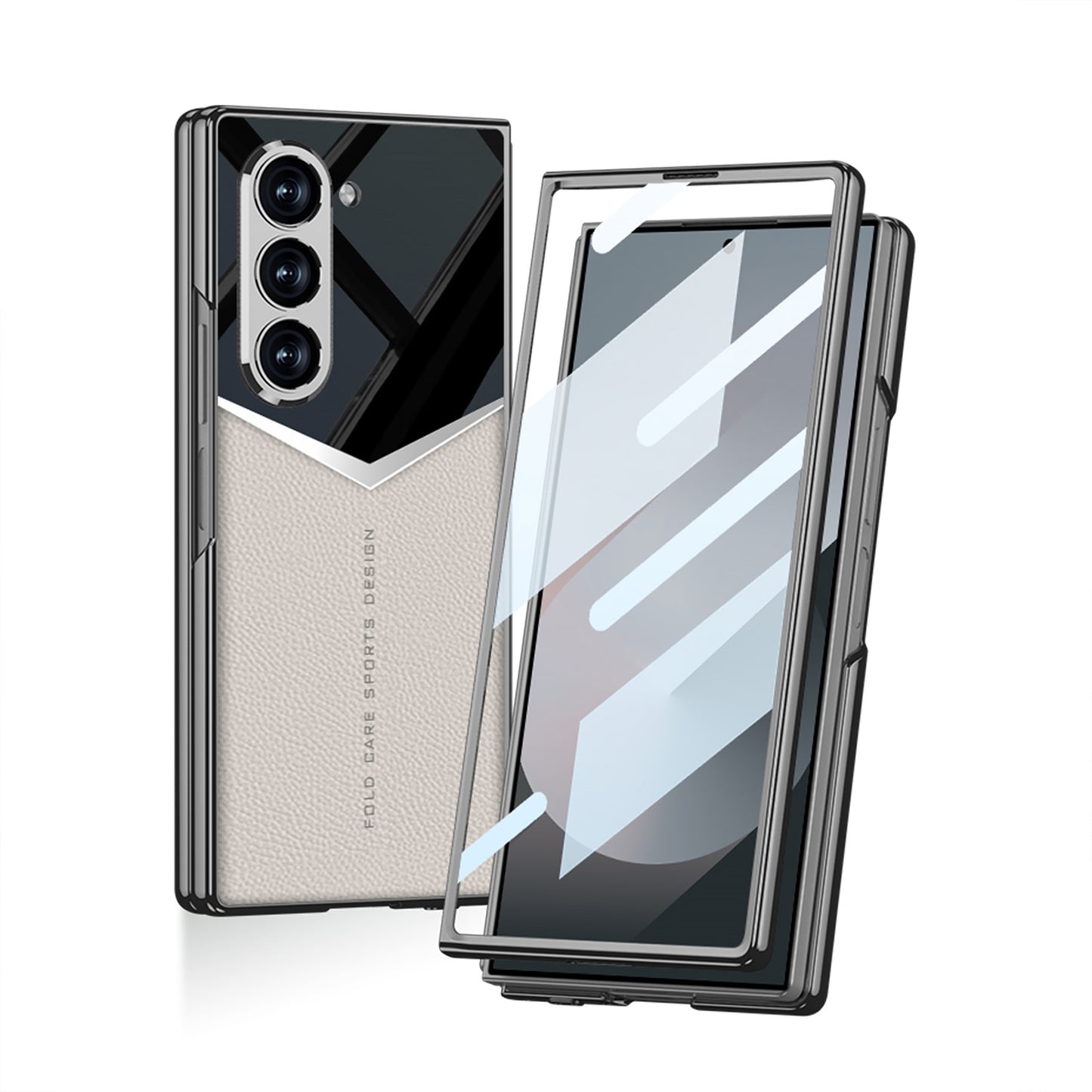 SPORTS DESIGN | Electroplating Leather Shockproof Phone Case With Screen Protector For Galaxy Z Fold6