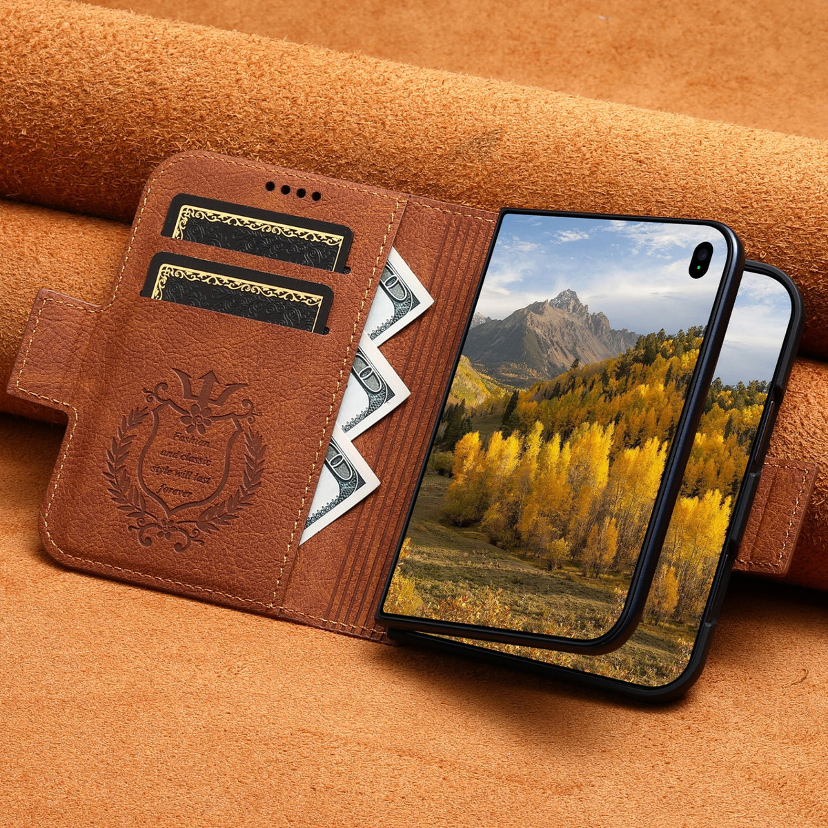 iPhone Duo | Textured Leather Wallet Case with Stand & Wireless Charging