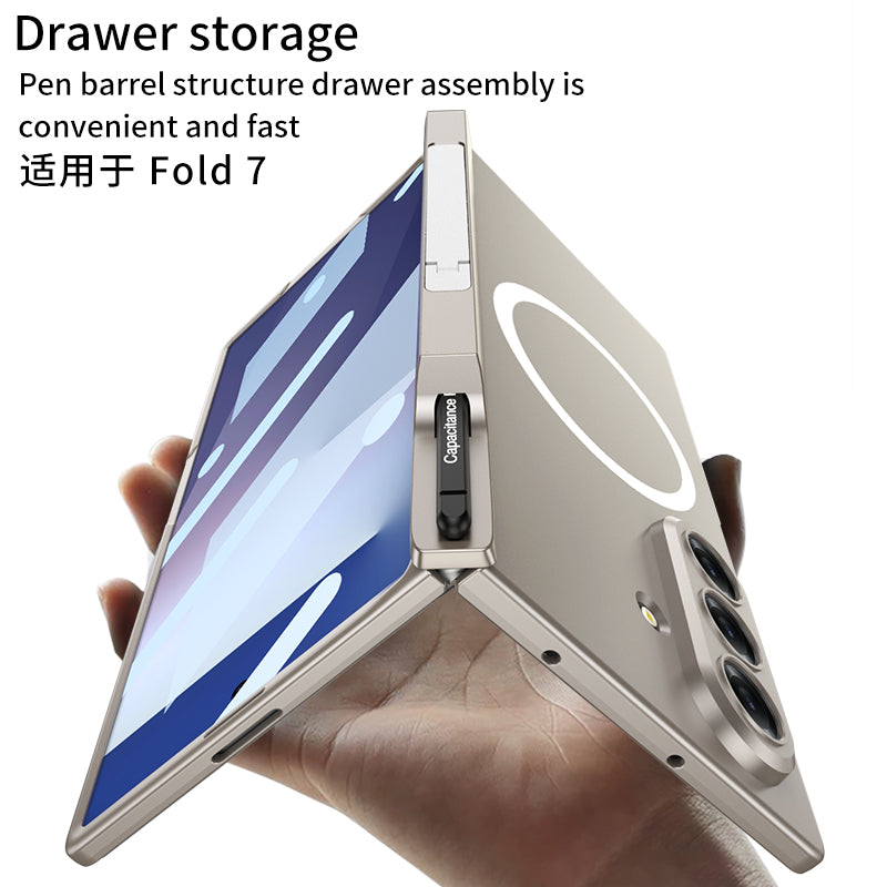 Magnetic Hinge Hidden Bracket All-included Case With Pen Box For Galaxy Z Fold 7