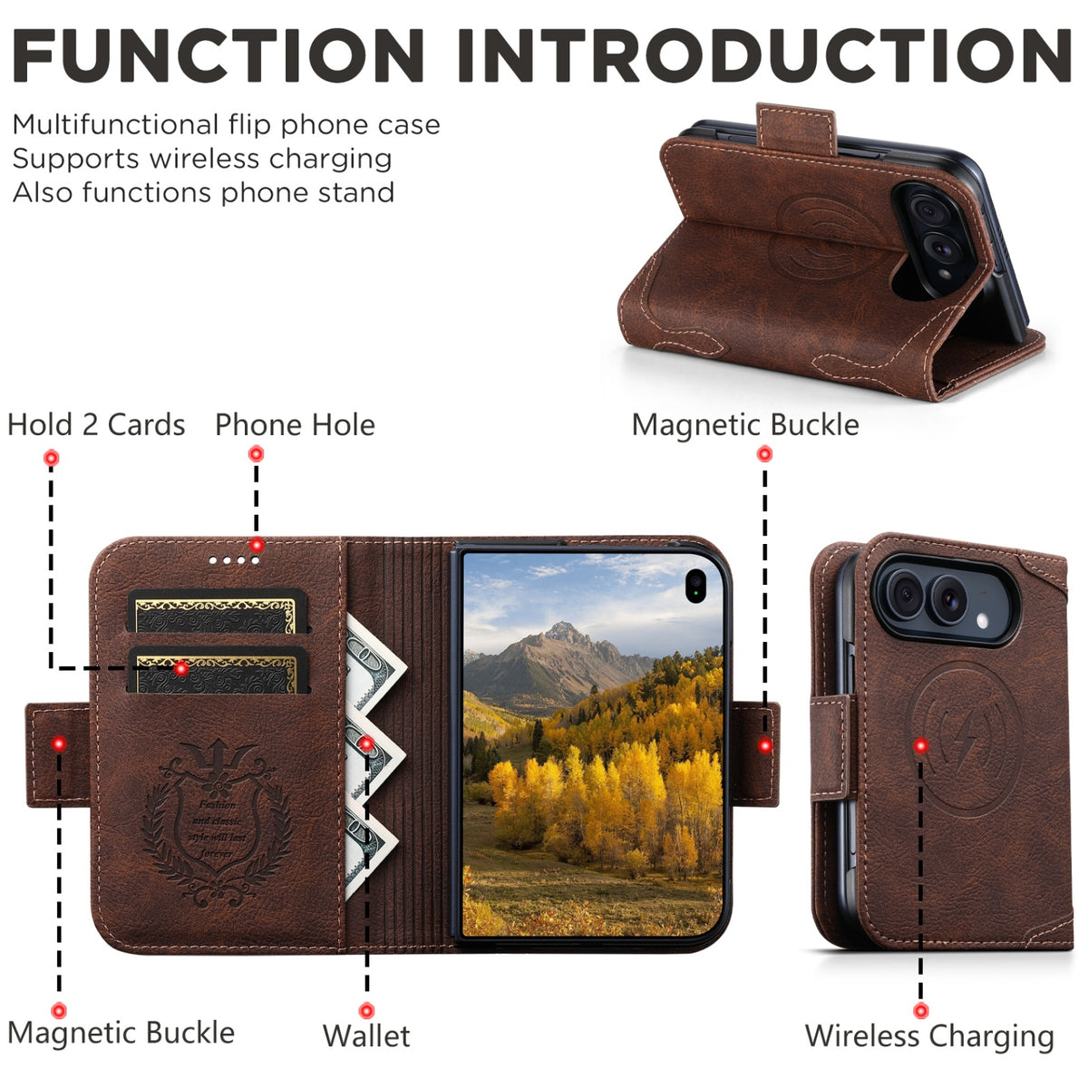 iPhone Duo | Vintage Leather Wallet Case with Card Slots & Stand