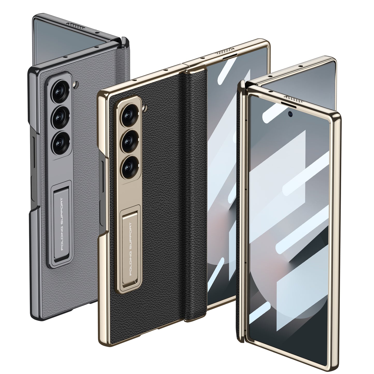 Magnetic Hinge Shockproof Leather Phone Case With Back Screen Protector For Galaxy Z Fold6