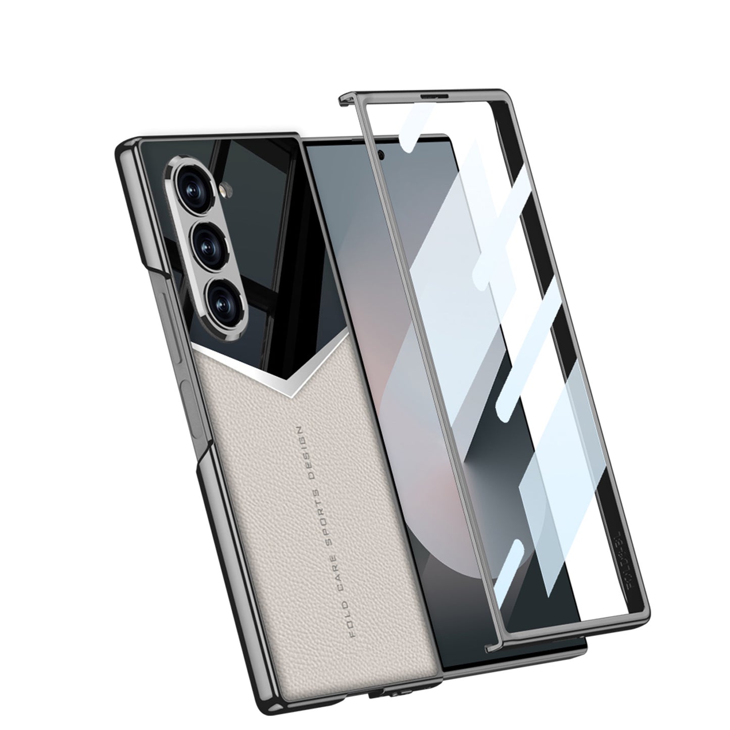 SPORTS DESIGN | Electroplating Leather Shockproof Phone Case With Screen Protector For Galaxy Z Fold6