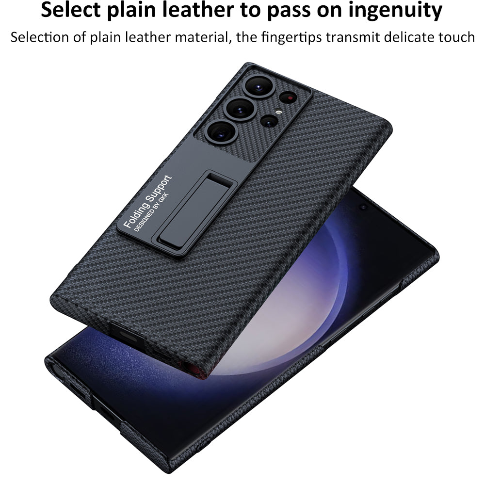 Invisible Bracket Leather Phone Case For Samsung Galaxy S24 S23 S22 Ultra Plus - Mycasety Mycasety