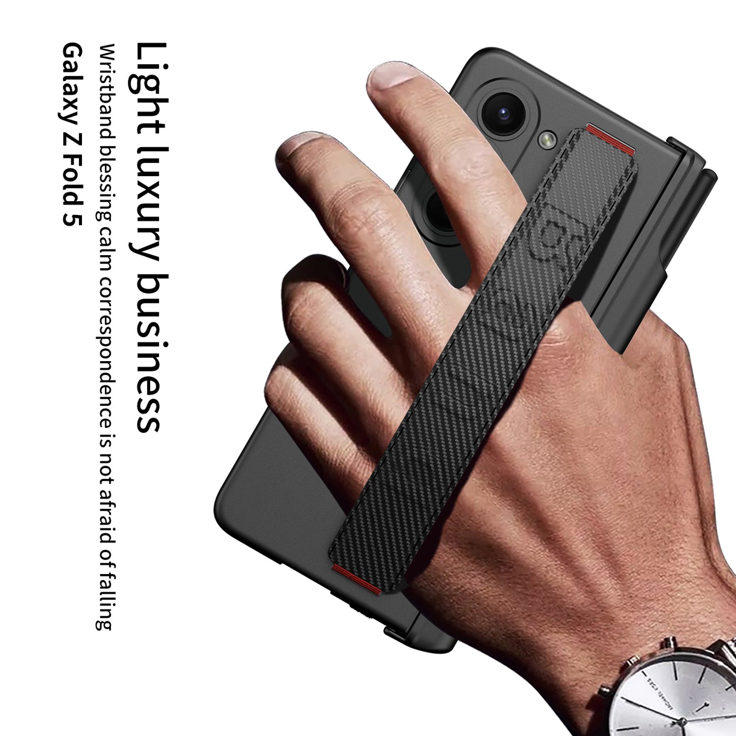 Magnetic Hinge Pen Slot Wristband Holder Phone Case With Back Screen Protector For Samsung Galaxy Z Fold5 Fold4 Fold3 - mycasety2023 Mycasety
