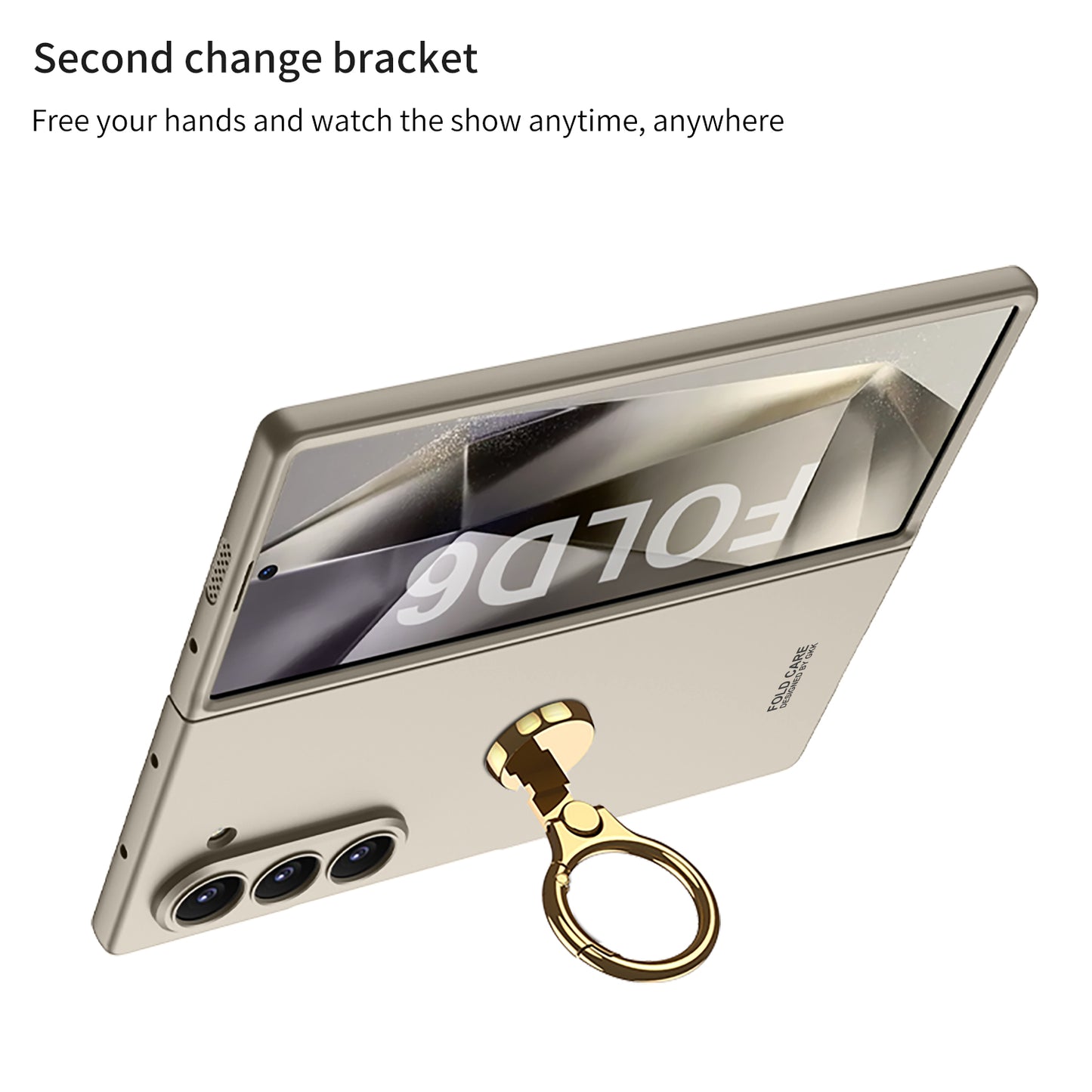 Luxury Shockproof Phone Case With Gold Ring Holder For Galaxy Z Fold 6