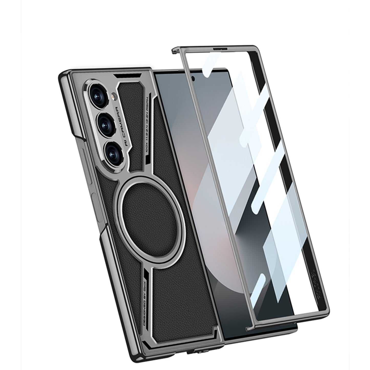 Electroplating Leather Shockproof Phone Case With Screen Protector For Galaxy Z Fold6