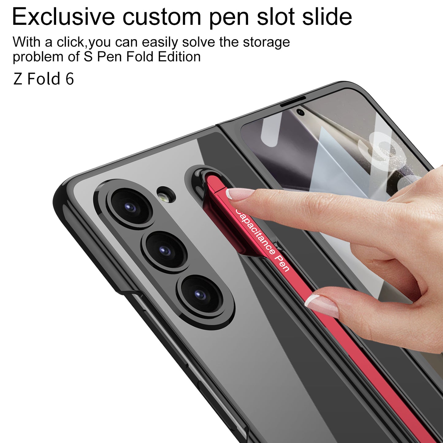 Transparent Electroplating Protective Phone Case With Pen Tray Shell and Film For Galaxy Z Fold6