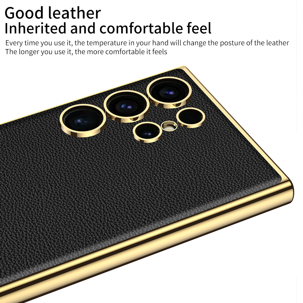 Leather Electroplated Protective Phone Case For Samsung Galaxy S24 S23 Ultra Plus - Mycasety Mycasety