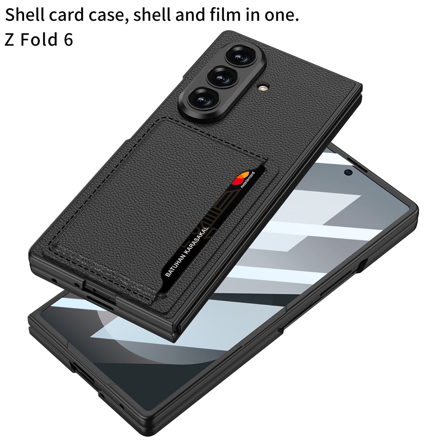 Business-style Leather Card Holderr Phone Case With Back Screen Film For Galaxy Z Fold 7/6/5