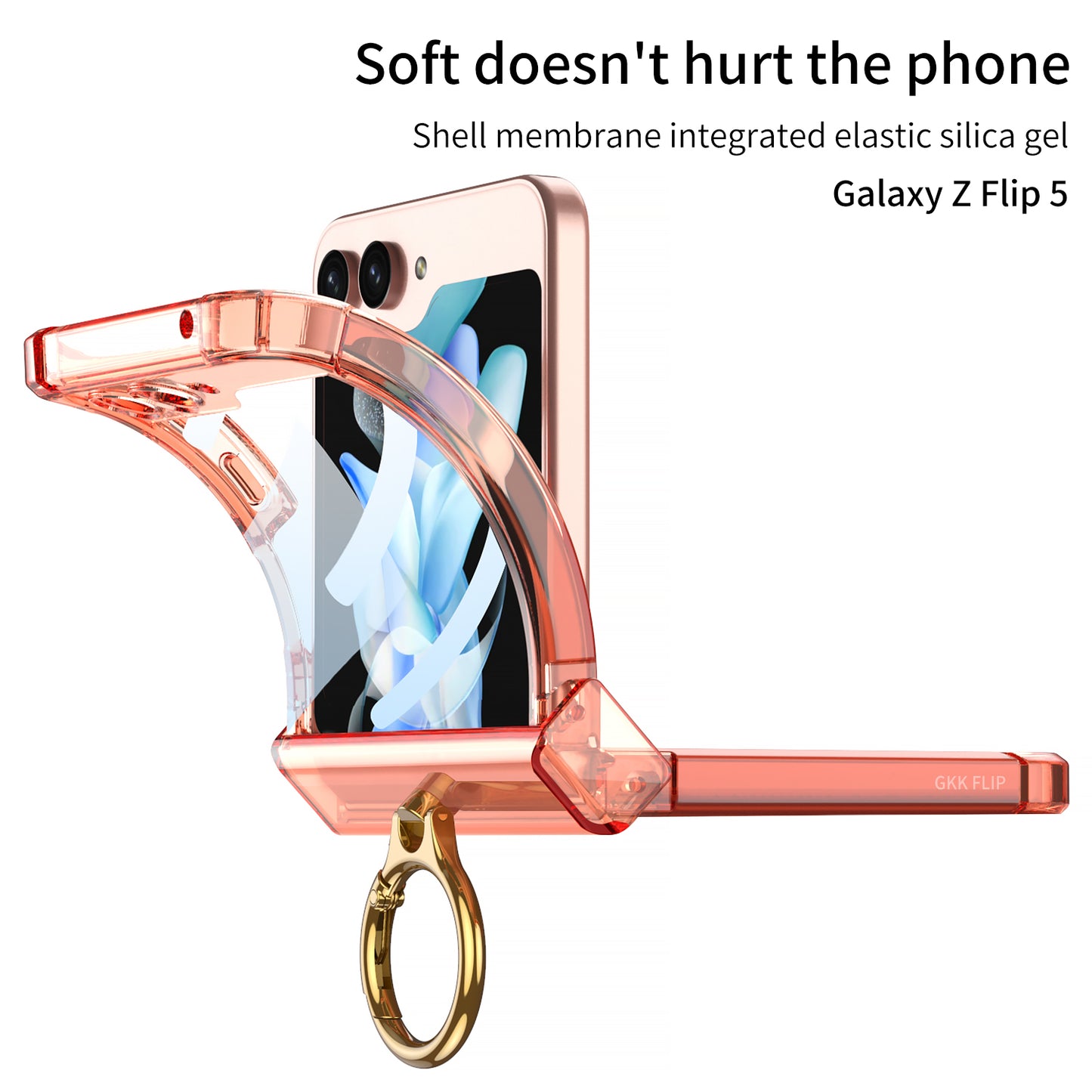 Soft Clear Ring Holder Hinge Airbag Protective Phone Case For Samsung Galaxy Z Flip5 Flip4 Flip3 - mycasety2023 Mycasety