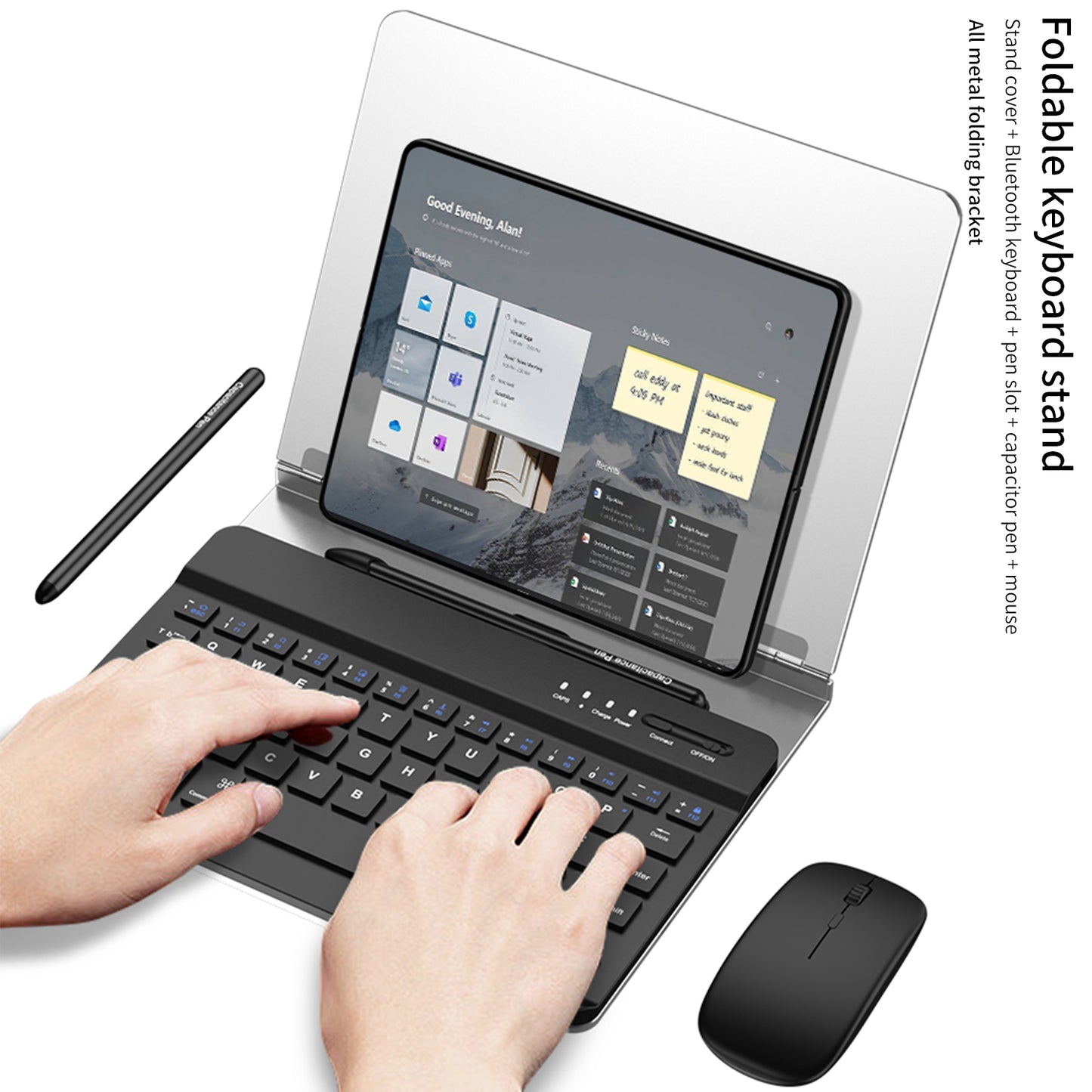 Bluetooth Magnetic Keyboard Metal Bracket For Samsung Galaxy Z Fold Series Come With keyboard+Metal Cover+Capacitive Pen+mouse