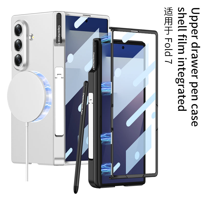 Magnetic Hinge Hidden Bracket All-included Case With Pen Box For Galaxy Z Fold 7
