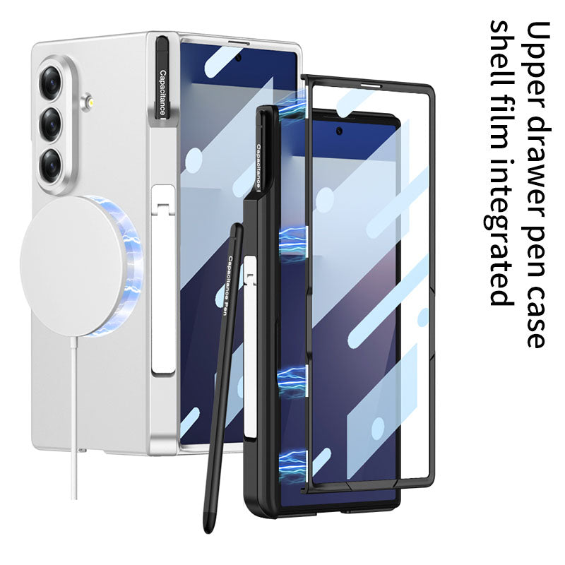 Magnetic Hinge Hidden Bracket All-included Case With Pen Box For Galaxy Z Fold 7/6/5/4/3