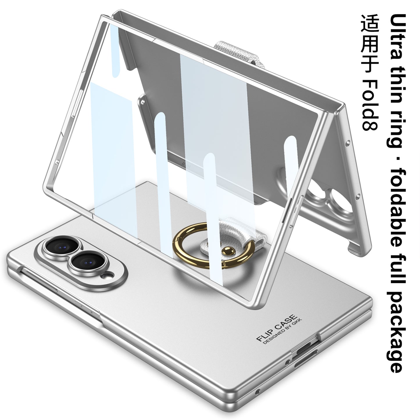 Galaxy Z Fold 8/7/6 Wide Ultra Fashion Phone Case with Built-In Tempered Glass & Ring Holder