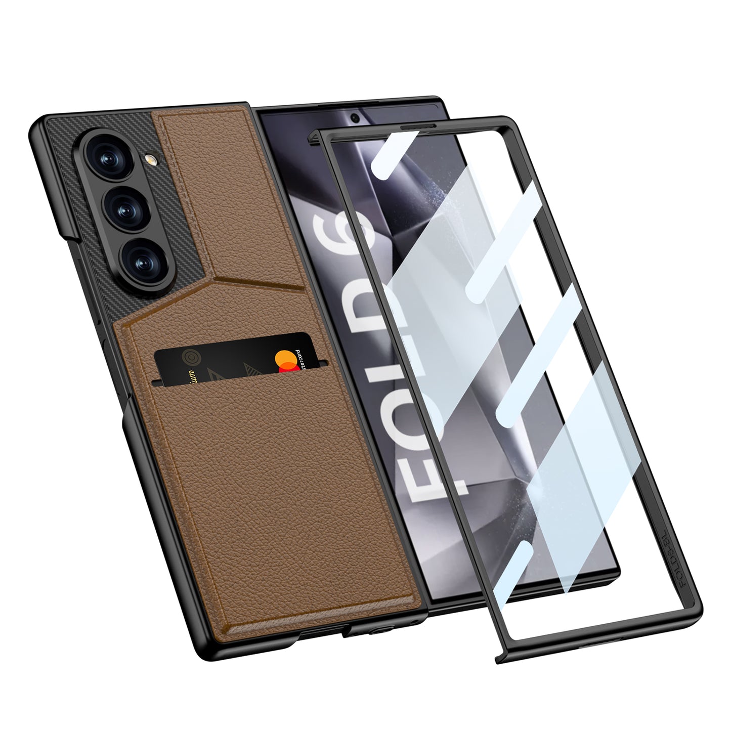 Leather Card Holder Shockproof Phone Case With Screen Protector For Galaxy Z Fold6