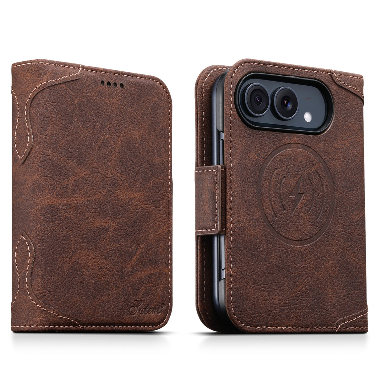 iPhone Duo | Vintage Leather Wallet Case with Card Slots & Stand