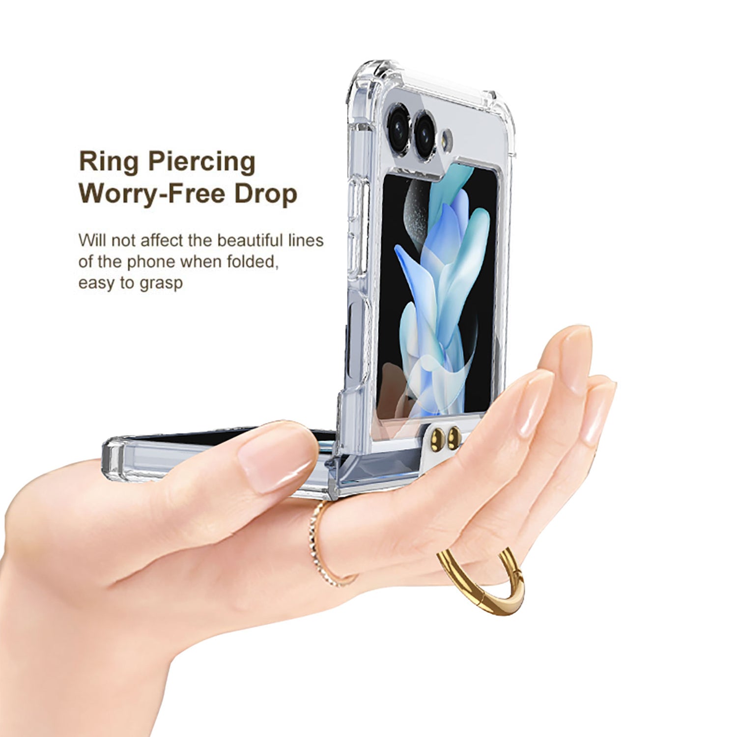 Airbag Protection Phone Case With Ring Holder For Samsung Galaxy Z Flip5 Flip4 Flip3 5G - mycasety2023 Mycasety