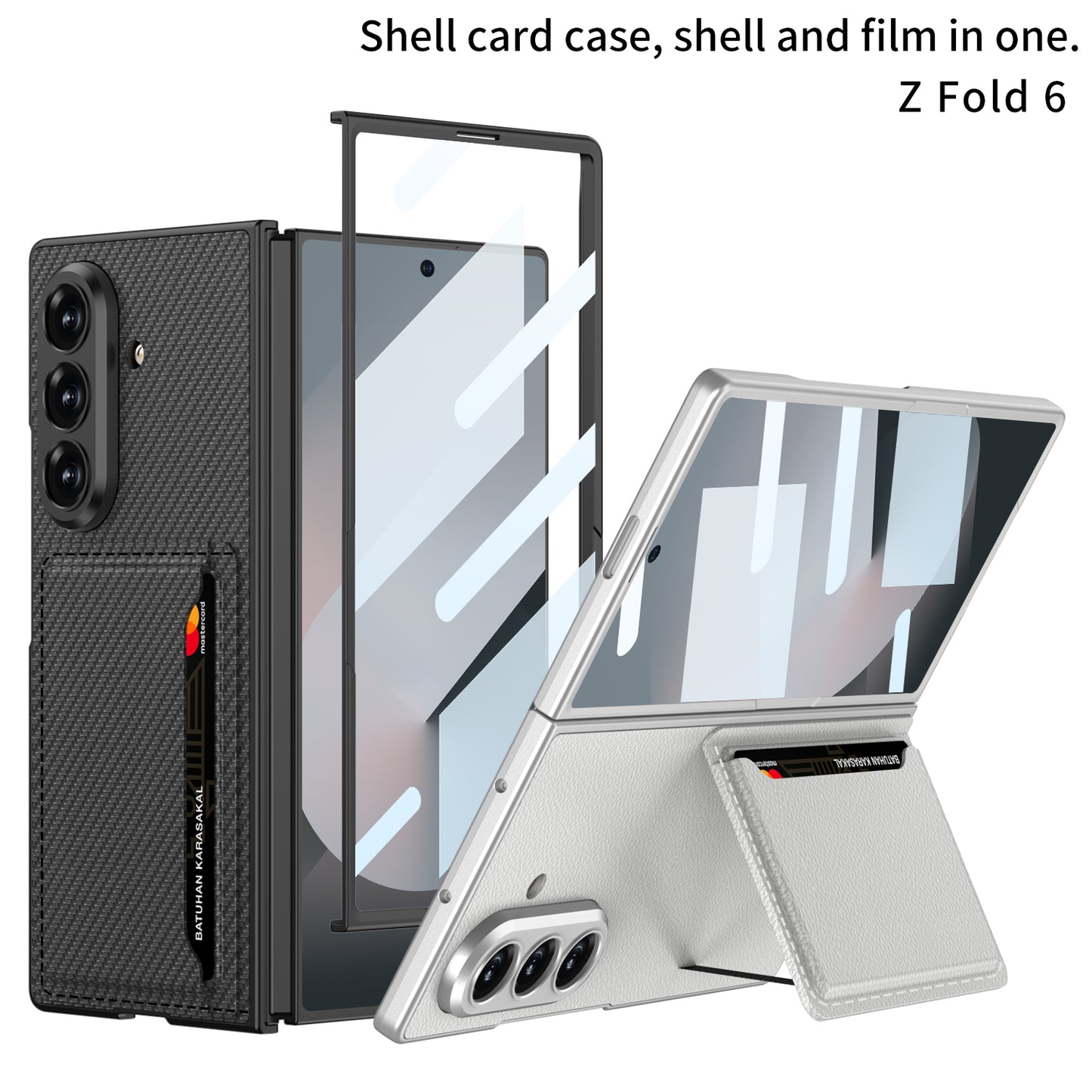 Business-style Leather Card Holderr Phone Case With Back Screen Film For Galaxy Z Fold 7/6/5