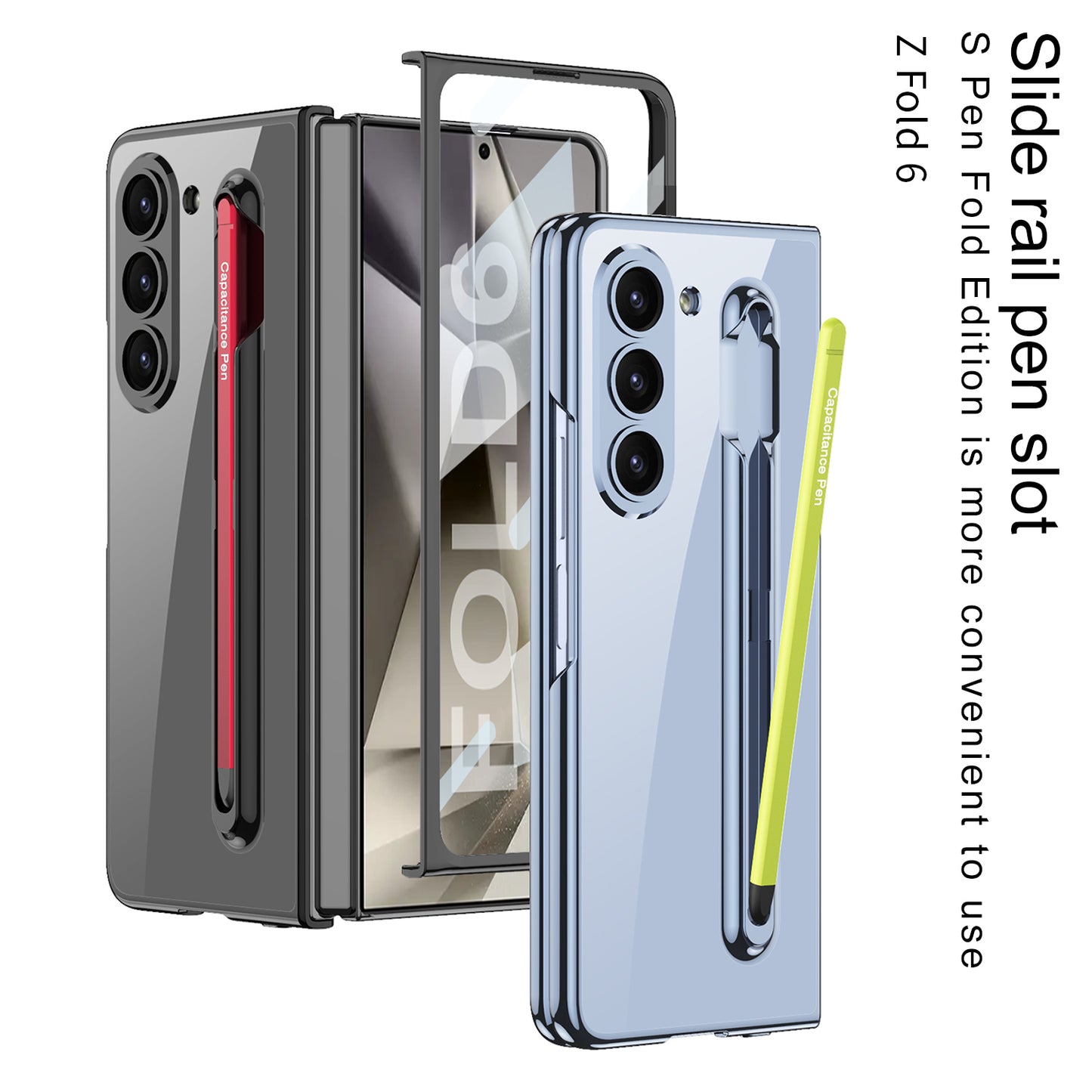 Transparent Electroplating Protective Phone Case With Pen Tray Shell and Film For Galaxy Z Fold6