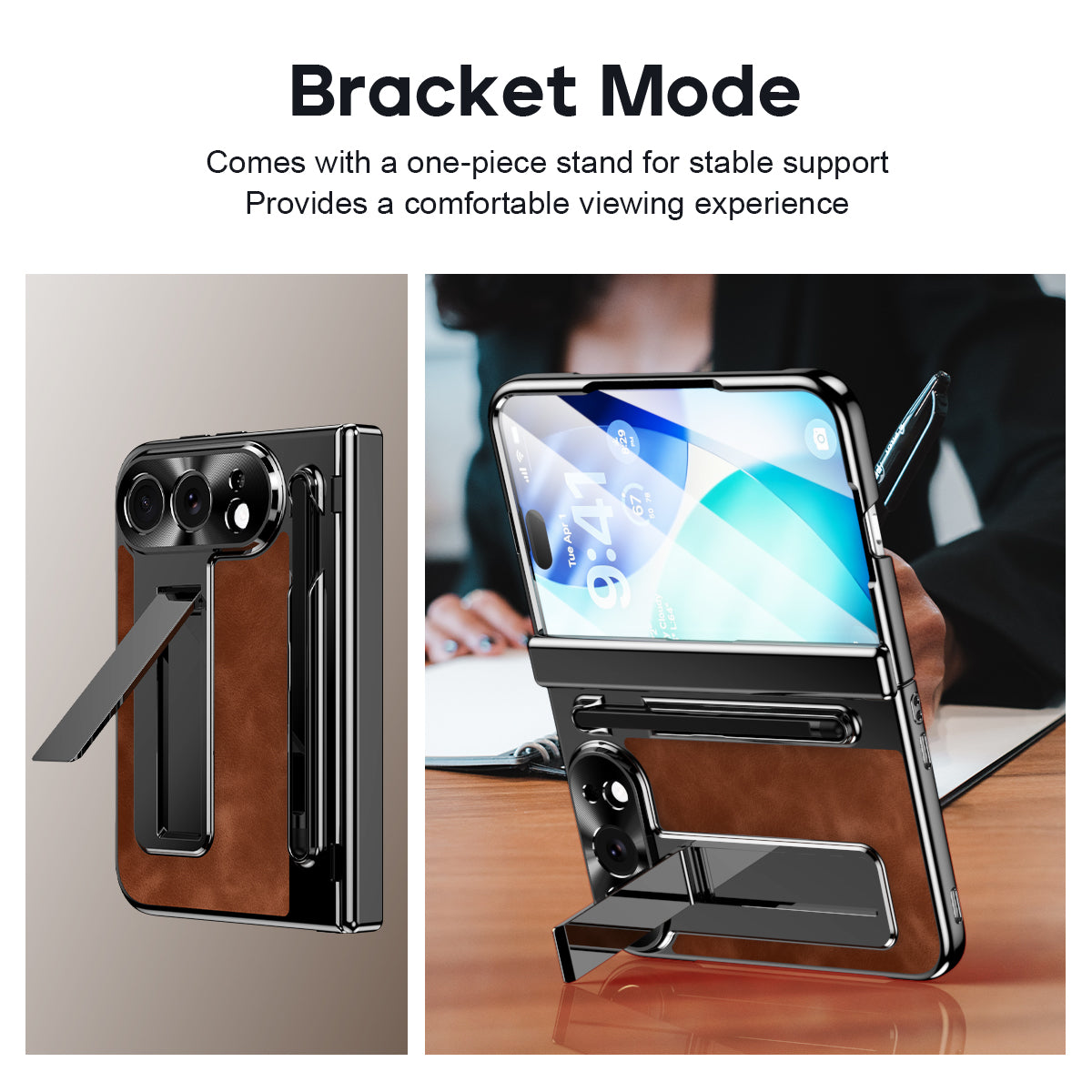 iPhone Duo - Jazz Retro Style Leather Cover Built-in Tempered Glass Film & Kickstand & Pen-slot & Stylus