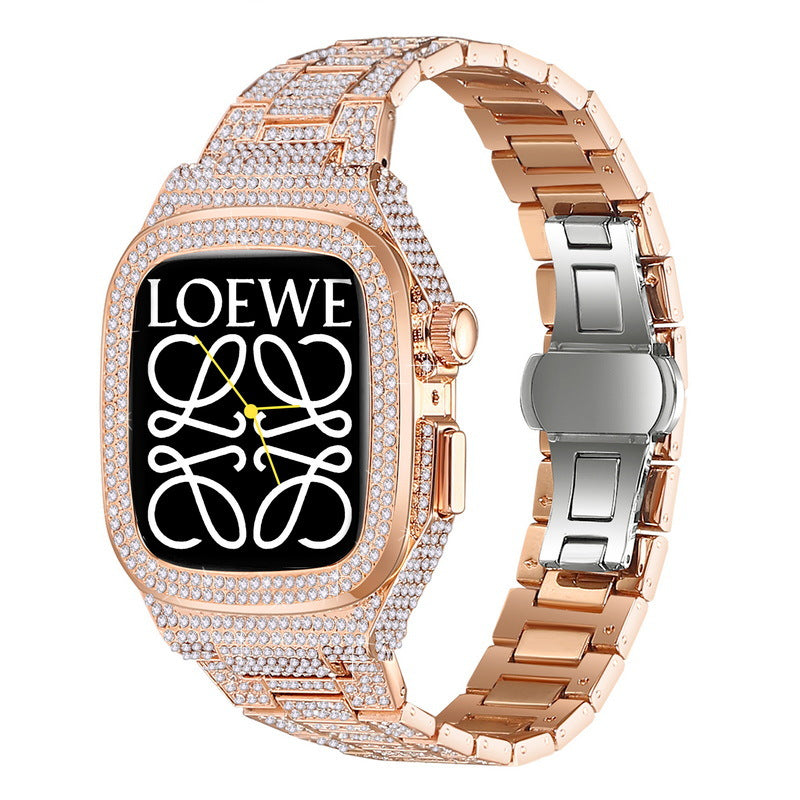 Luxury Metal Crystal Diamond Case Strap For Apple Watch Series 44/45mm - mycasety2023 Mycasety