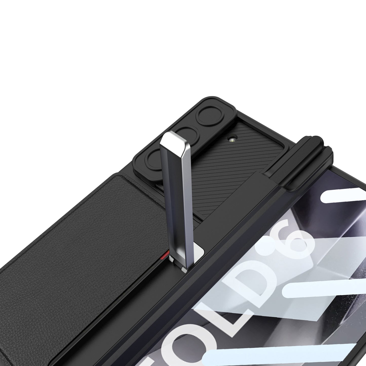 Magnetic Hinge Pen Box Lens Slide Protector Shockproof Phone Case With Screen Protector & Card Holder For Galaxy Z Fold 6