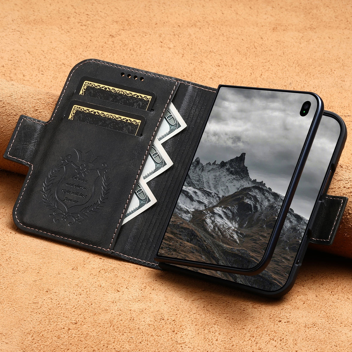 iPhone Duo | Distressed Leather Wallet Case with Card Slots & Magnetic Closure