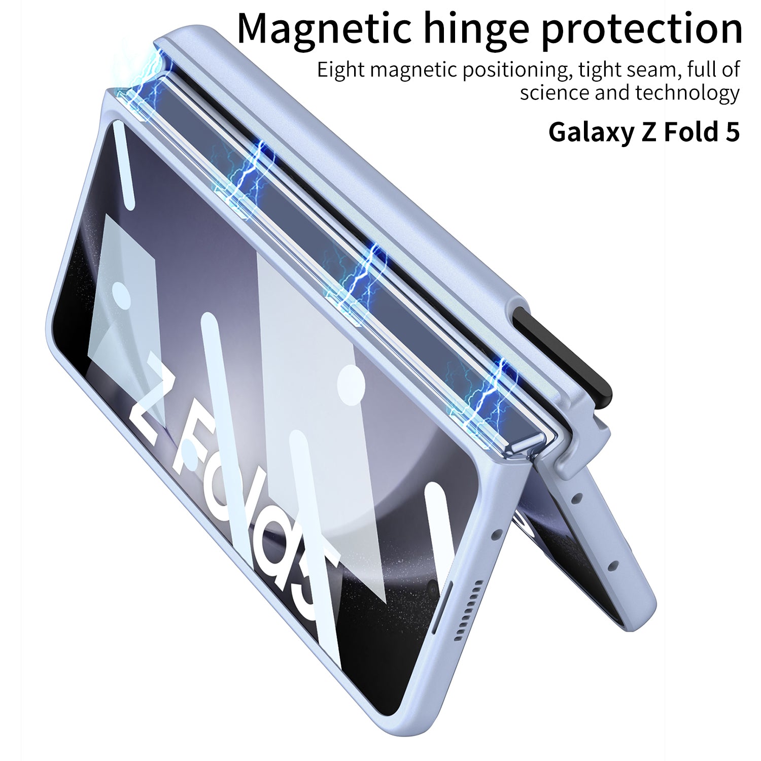 Magnetic Hinge Pen Slot Wristband Holder Phone Case With Back Screen Protector For Samsung Galaxy Z Fold5 Fold4 Fold3 - mycasety2023 Mycasety