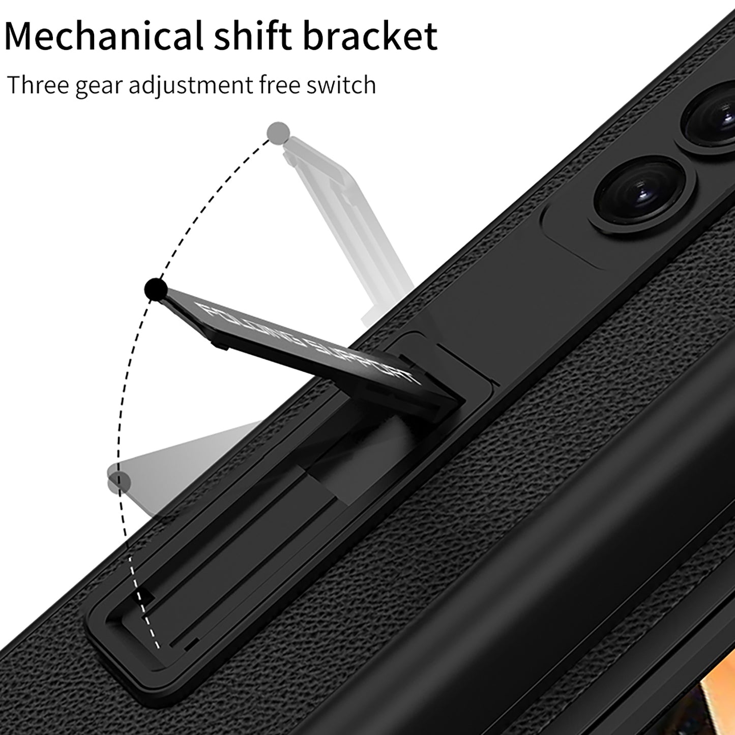 Leather Protective Invisible Bracket S Pen Slot Phone Case With Back Screen Protector For Galaxy Z Fold 5/4/3 5G