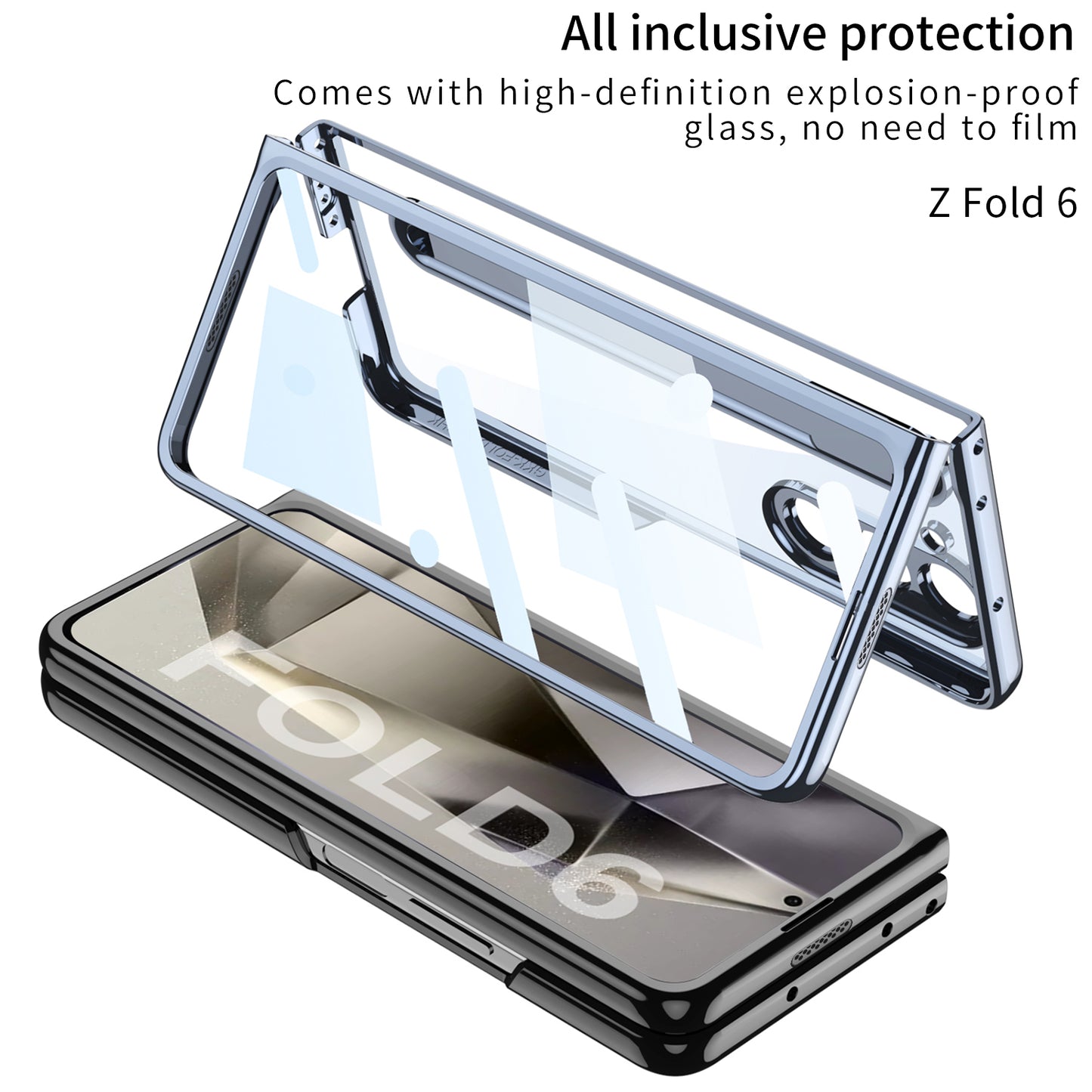 Transparent Electroplating Protective Phone Case With Pen Tray Shell and Film For Galaxy Z Fold6