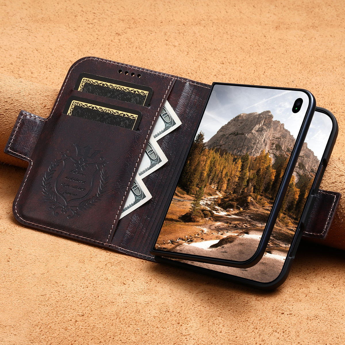 iPhone Duo | Distressed Leather Wallet Case with Card Slots & Magnetic Closure