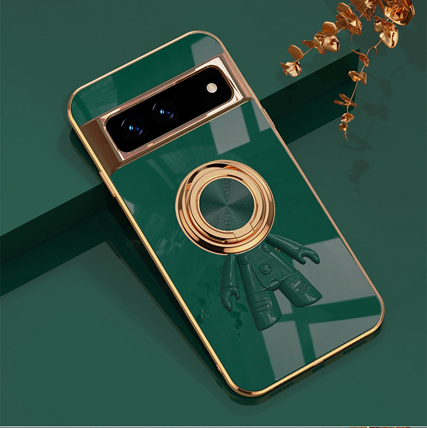 Electroplating Astronaut Ring Holder Phone Case For Google Pixel 7 8 Series - Mycasety Mycasety