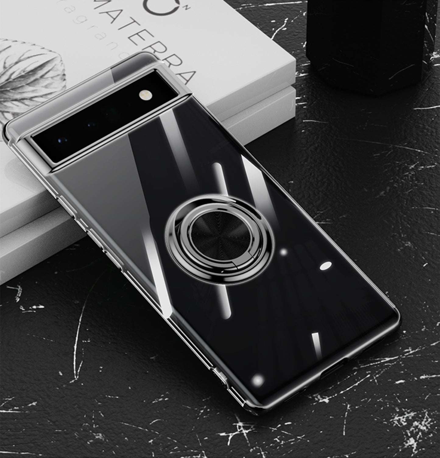 Electroplating Clear Ring Holder Phone Case For Google Pixel 7 Series - mycasety2023 Mycasety
