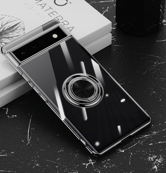 Electroplating Clear Ring Holder Phone Case For Google Pixel 7 Series - Mycasety Mycasety