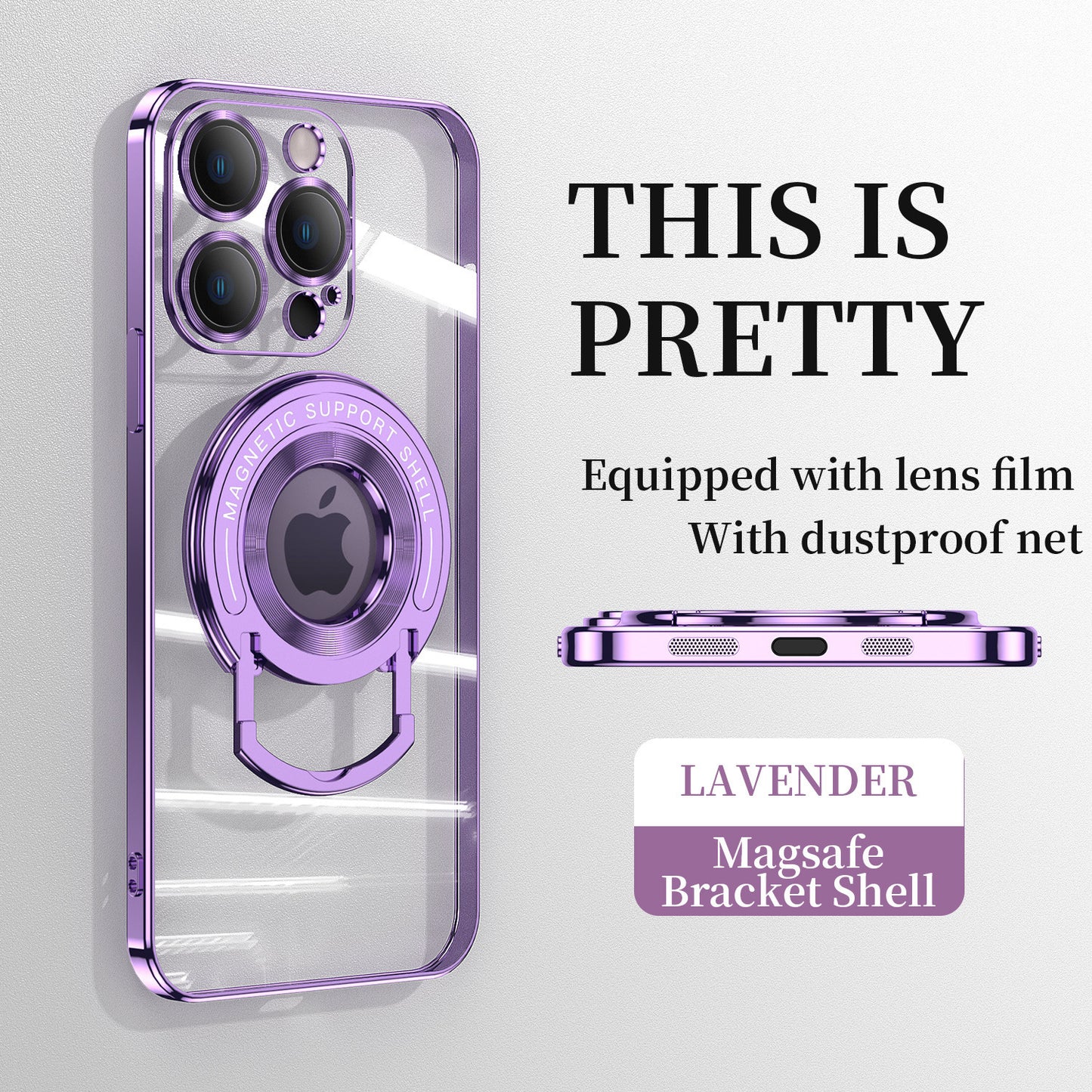 Magnetic Suction Bracket Electroplated Clear Protective Phone Case For iPhone - mycasety2023 Mycasety
