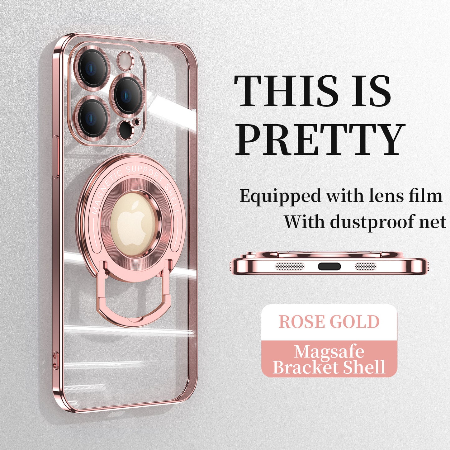 Magnetic Suction Bracket Electroplated Clear Protective Phone Case For iPhone - mycasety2023 Mycasety