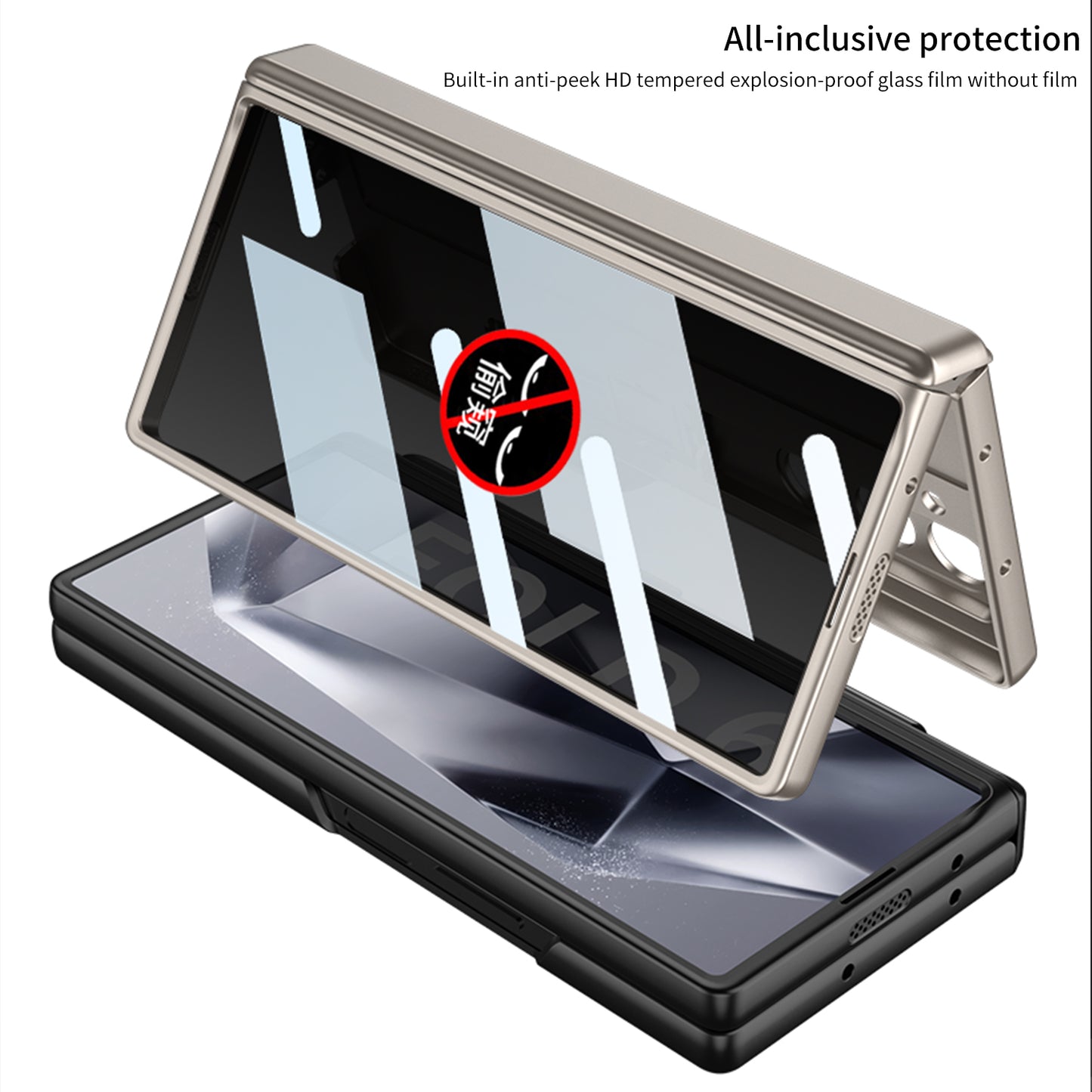 Magnetic Hinge Bracket Shockproof Phone Case With Anti-peeping Back Screen Protector For Galaxy Z Fold 6/5/4/3