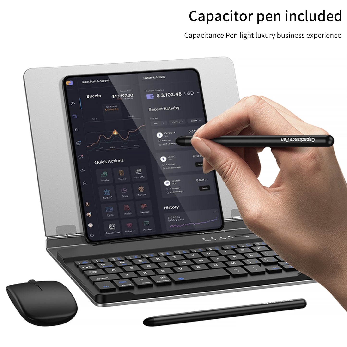 Bluetooth Magnetic Keyboard Metal Bracket For Samsung Galaxy Z Fold Series Come With keyboard+Metal Cover+Capacitive Pen+mouse