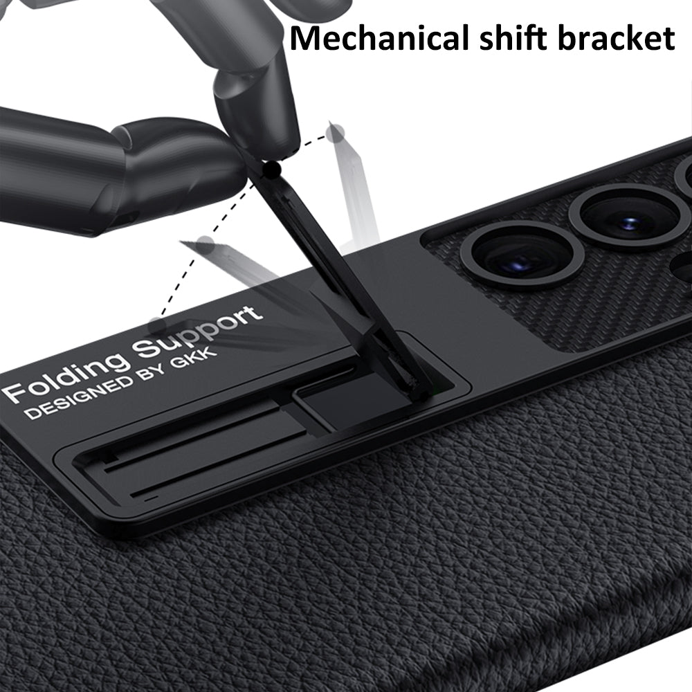 Invisible Bracket Leather Phone Case For Samsung Galaxy S24 S23 S22 Ultra Plus - Mycasety Mycasety