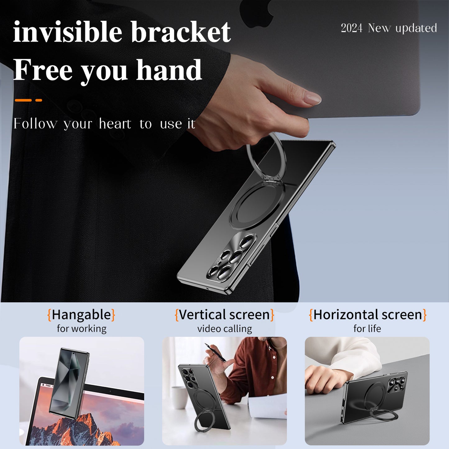 Magnetic Aluminum Metal Frame Phone Case With Bracket For Galaxy S25Ultra