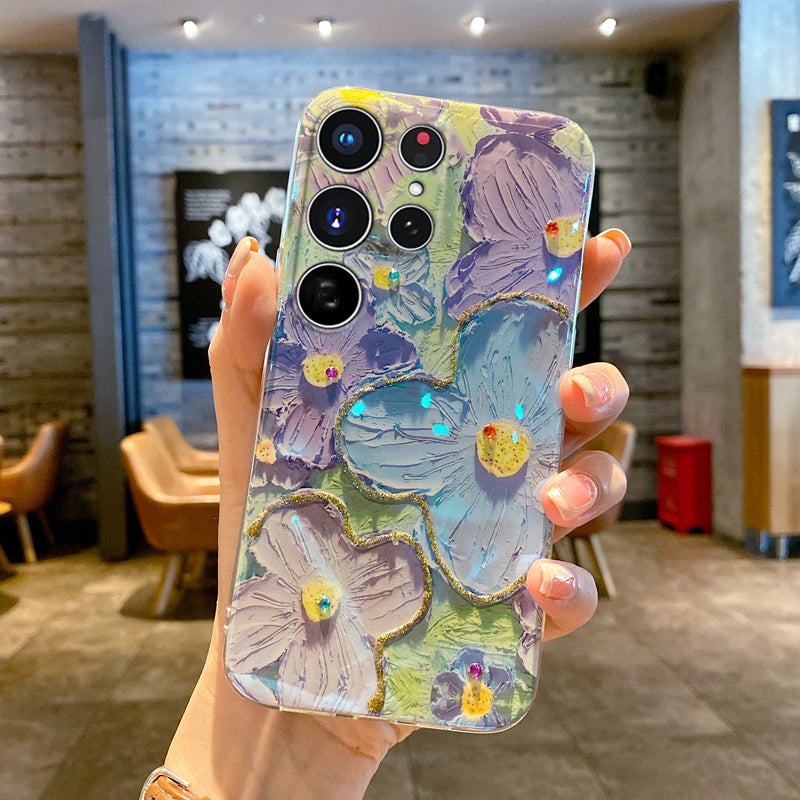 Oil Painting Flower Samsung Phone Case With Wristband & Lanyard - mycasety2023 Mycasety