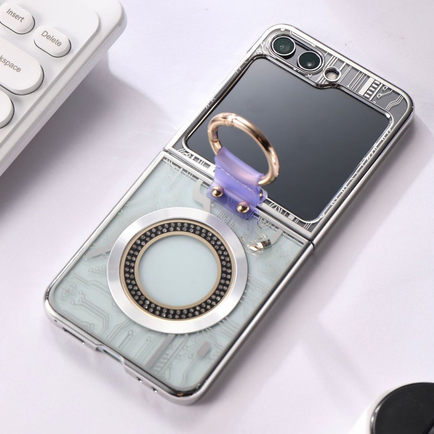Cyberpunk Magnetic Wireless Charging Protective Phone Case For Samsung Galaxy Z Flip5 Flip4 Flip3 - Mycasety Mycasety