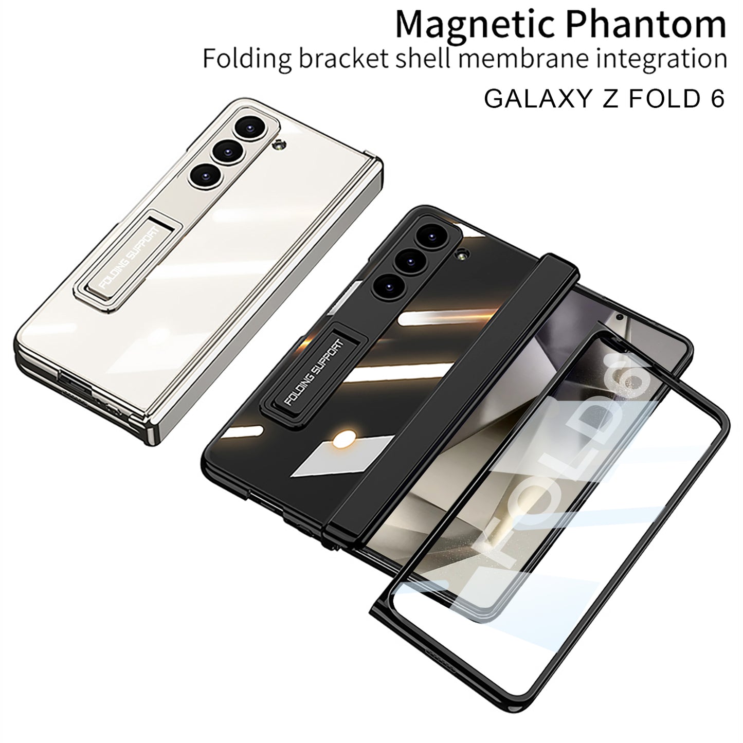 Transparent Magnetic Hinge Bracket Shockproof Phone Case With Screen Protector For Galaxy Z Fold 6/5/4