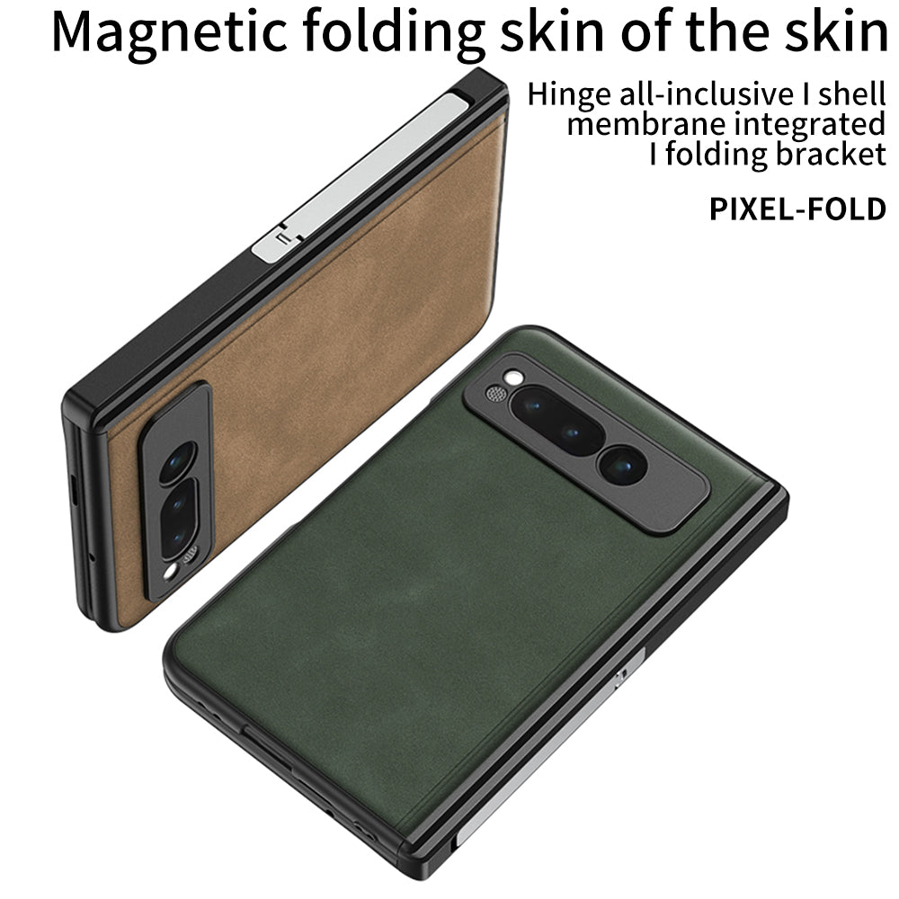 Magnetic Folding Hinge All-inclusive Leather Case With Tempered Film For Google Pixel Fold With Damped folding Bracket - mycasety2023 Mycasety