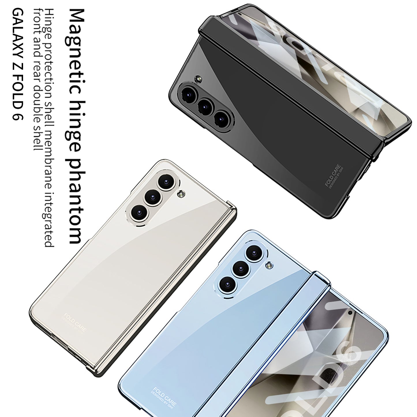 Transparent Magnetic Hinge Shockproof Phone Case With Screen Protector For Galaxy Z Fold6