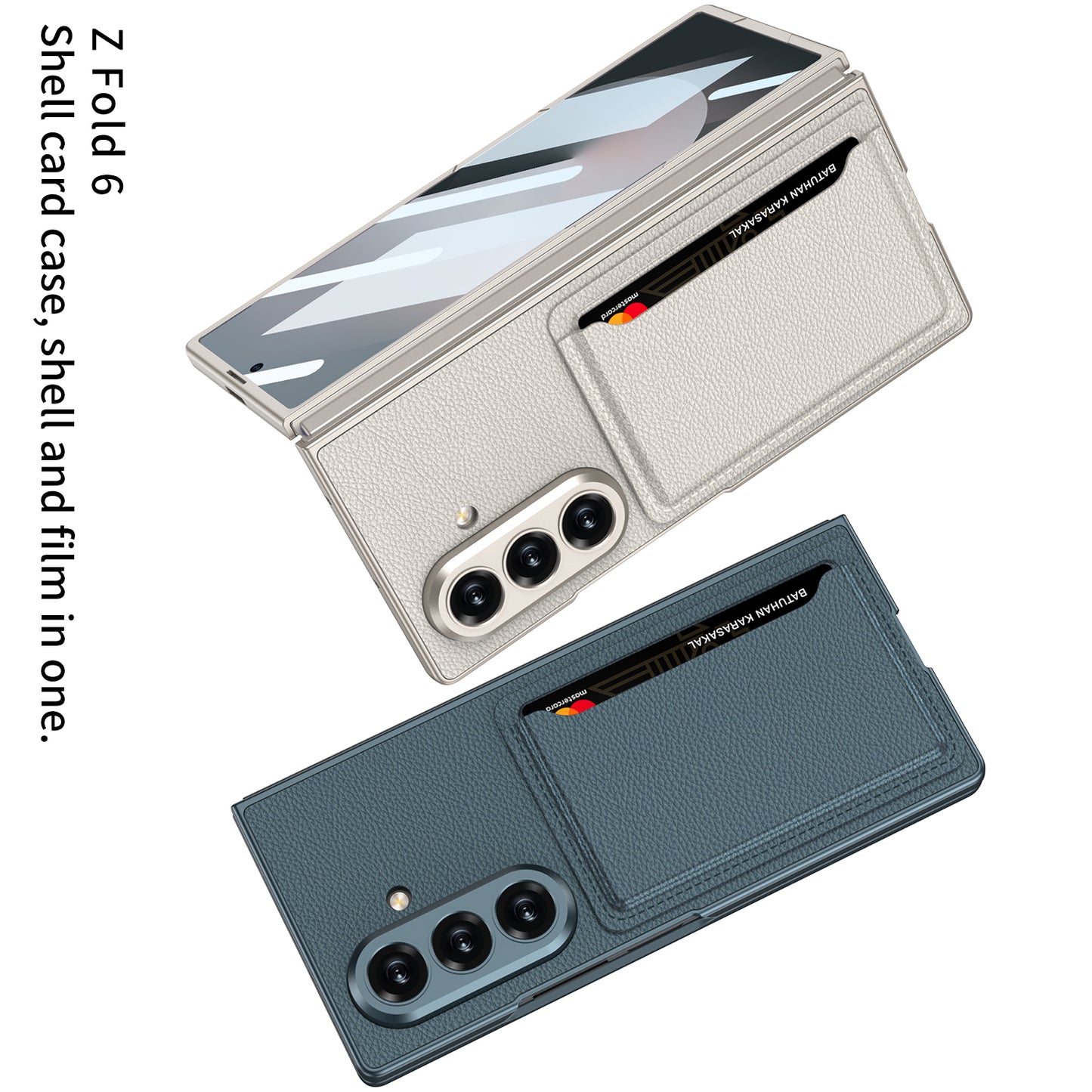 Business-style Leather Card Holderr Phone Case With Back Screen Film For Galaxy Z Fold 7/6/5