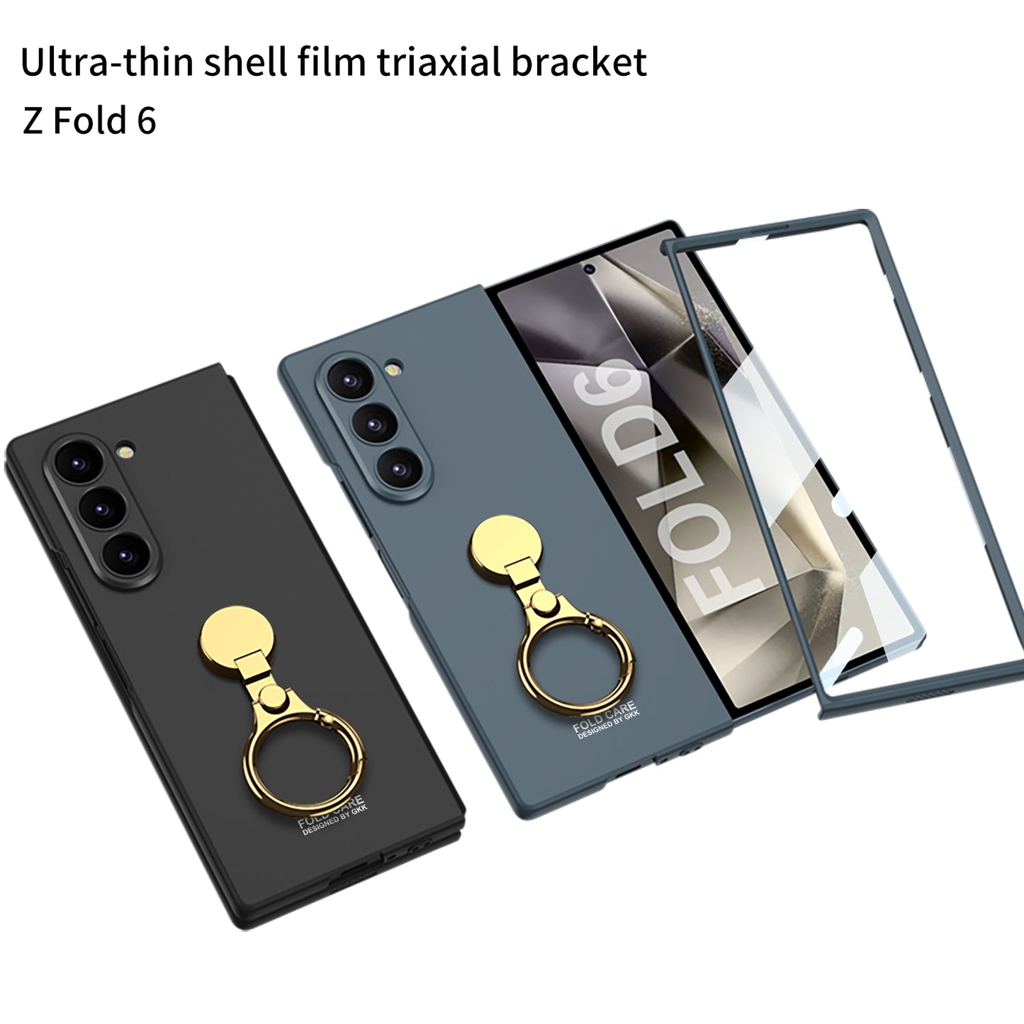 Luxury Shockproof Phone Case With Gold Ring Holder For Galaxy Z Fold 6