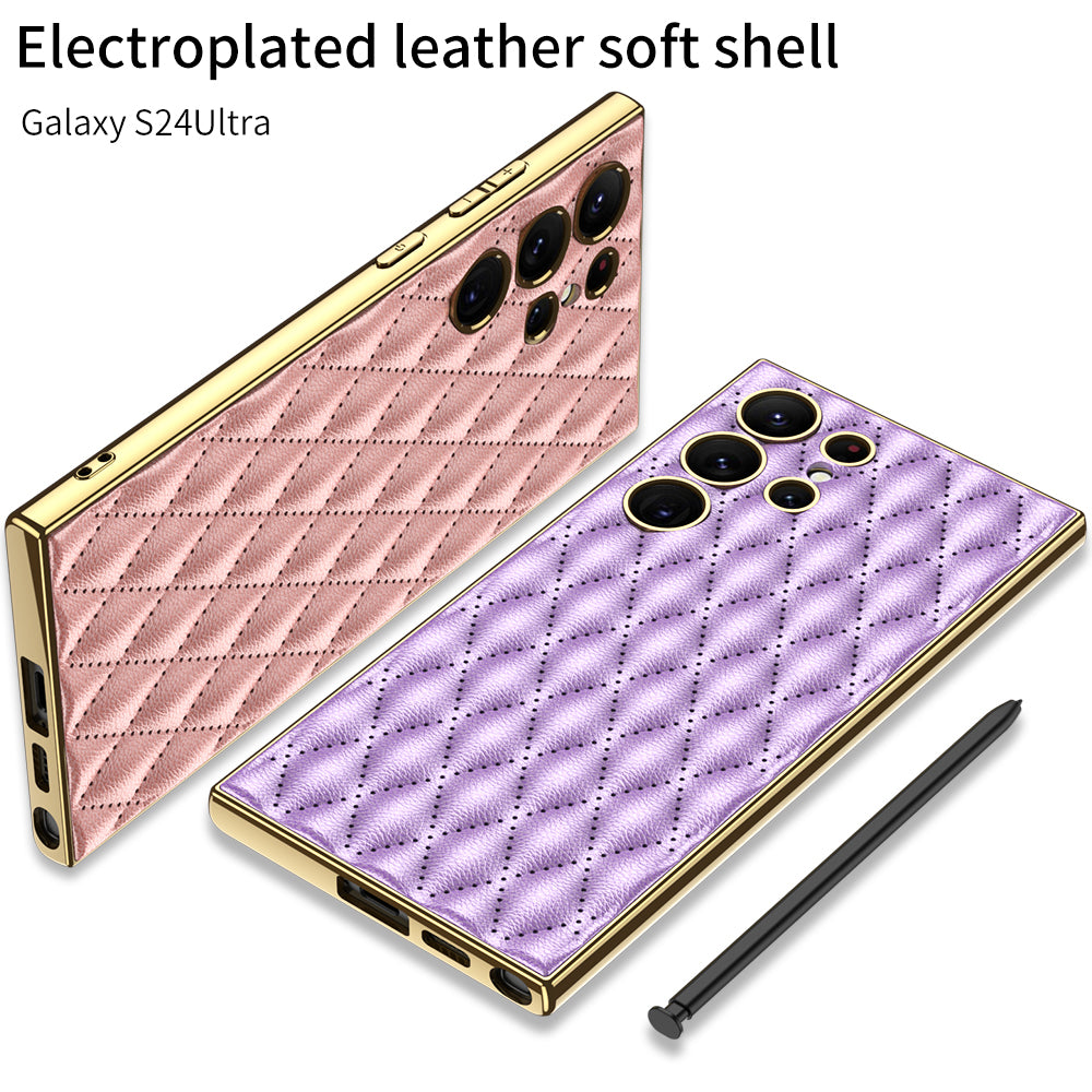 Electorplated Leather Soft Shell For Samsung Galaxy S24 S23 Ultra Plus - Mycasety Mycasety