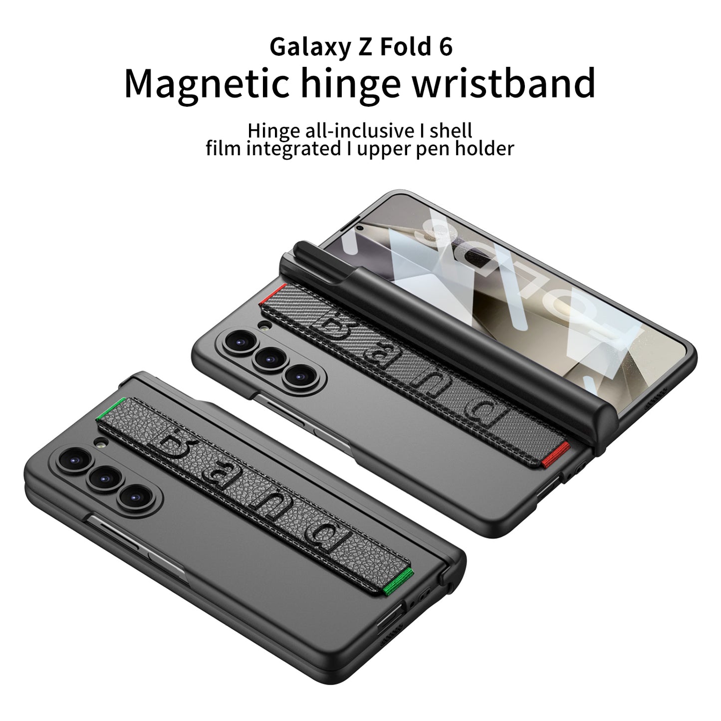 Magnetic Hinge Pen Box Shockproof Phone Case With Screen Protector & Wristband For Galaxy Z Fold6